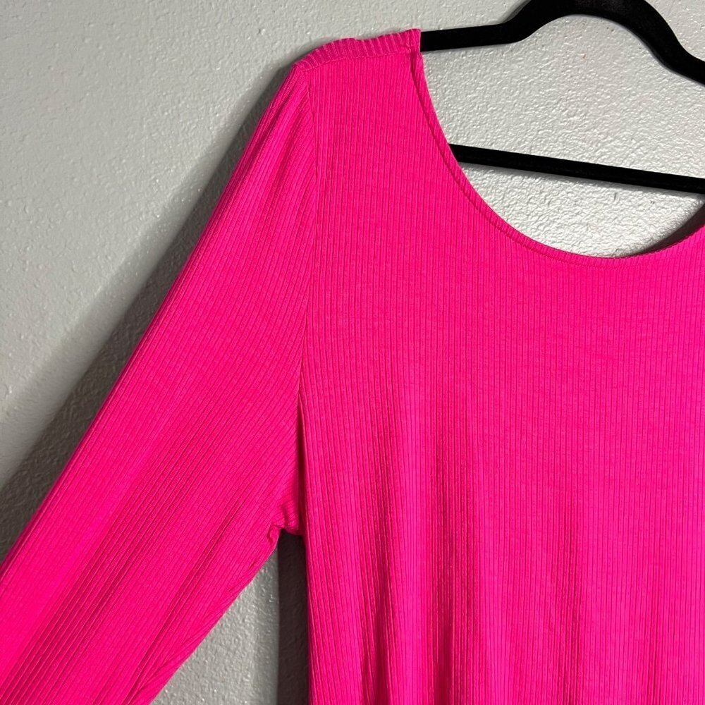 NWOT Eloquii Ribbed Long Sleeve Pink Top Open Back Stretchy Plus Size 18 / 20 - Picture 5 of 9